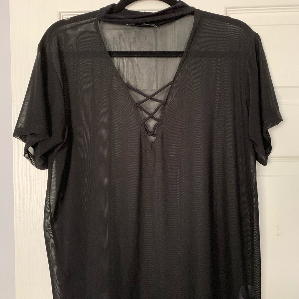 black mesh cross up top
